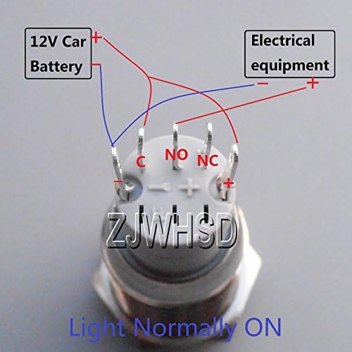 16 ממ 12 וולט LED Blue LED עין כפתור כפתור מתג מתכת מתכת OFF + מחבר O-RING [ABBOTT]